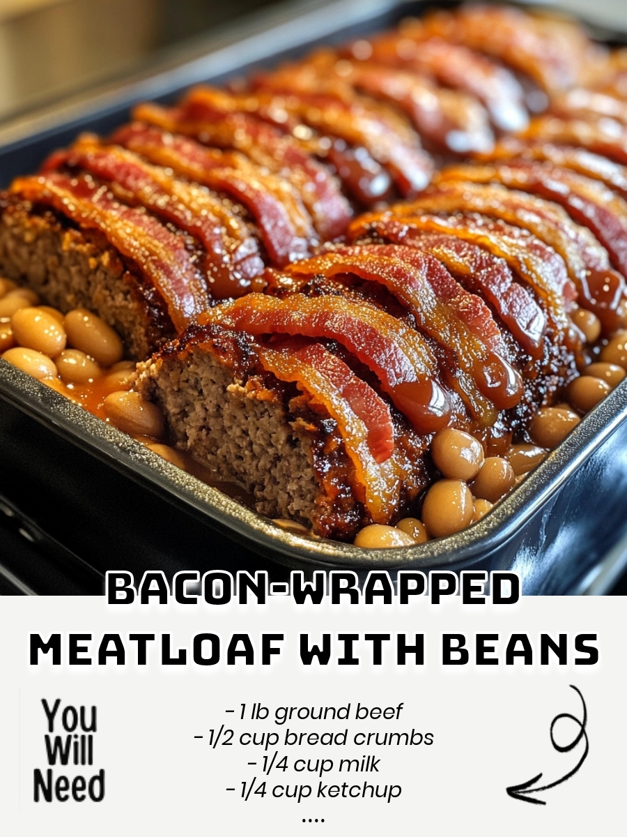 Bacon-Wrapped Meatloaf with Beans