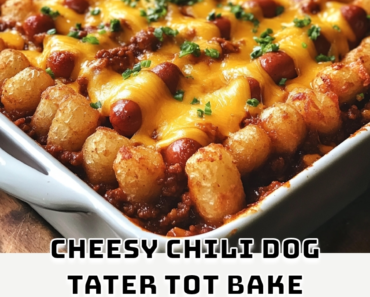 Cheesy Chili Dog Tater Tot Bake