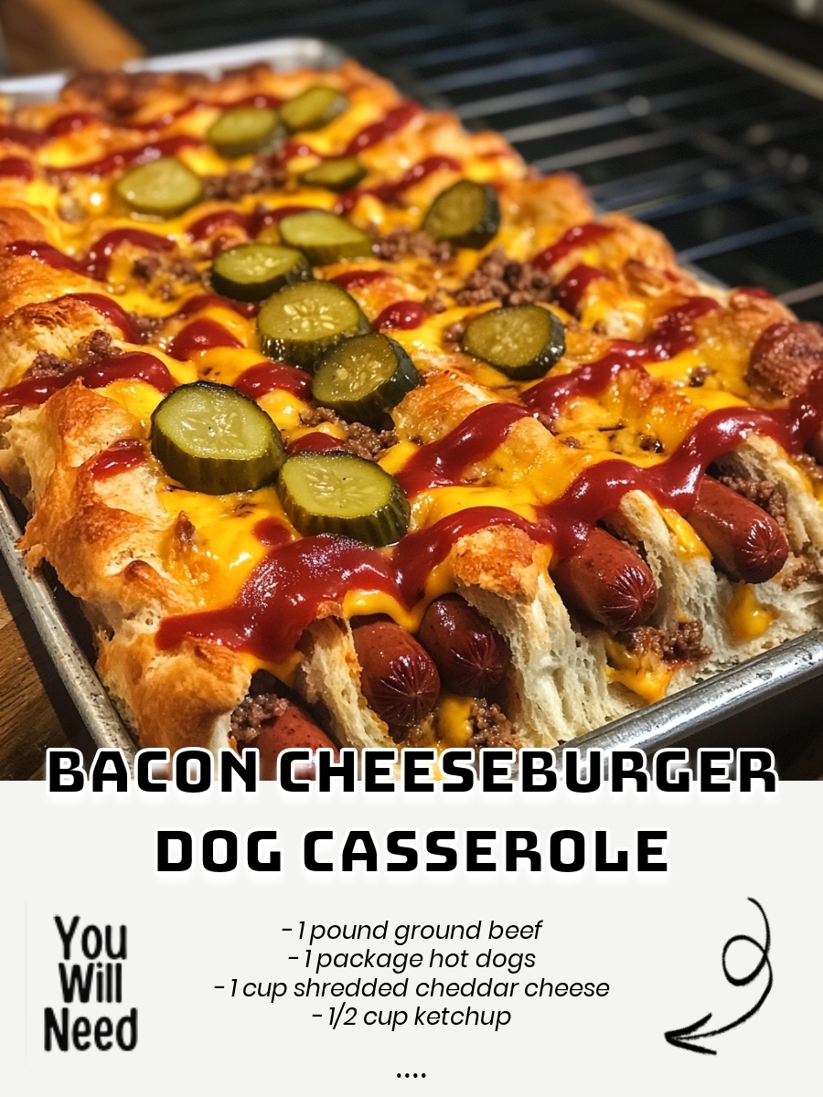 Bacon Cheeseburger Dog Casserole