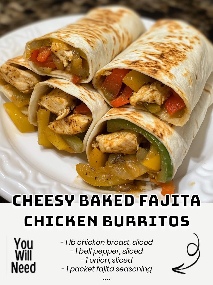 Cheesy Baked Fajita Chicken Burritos