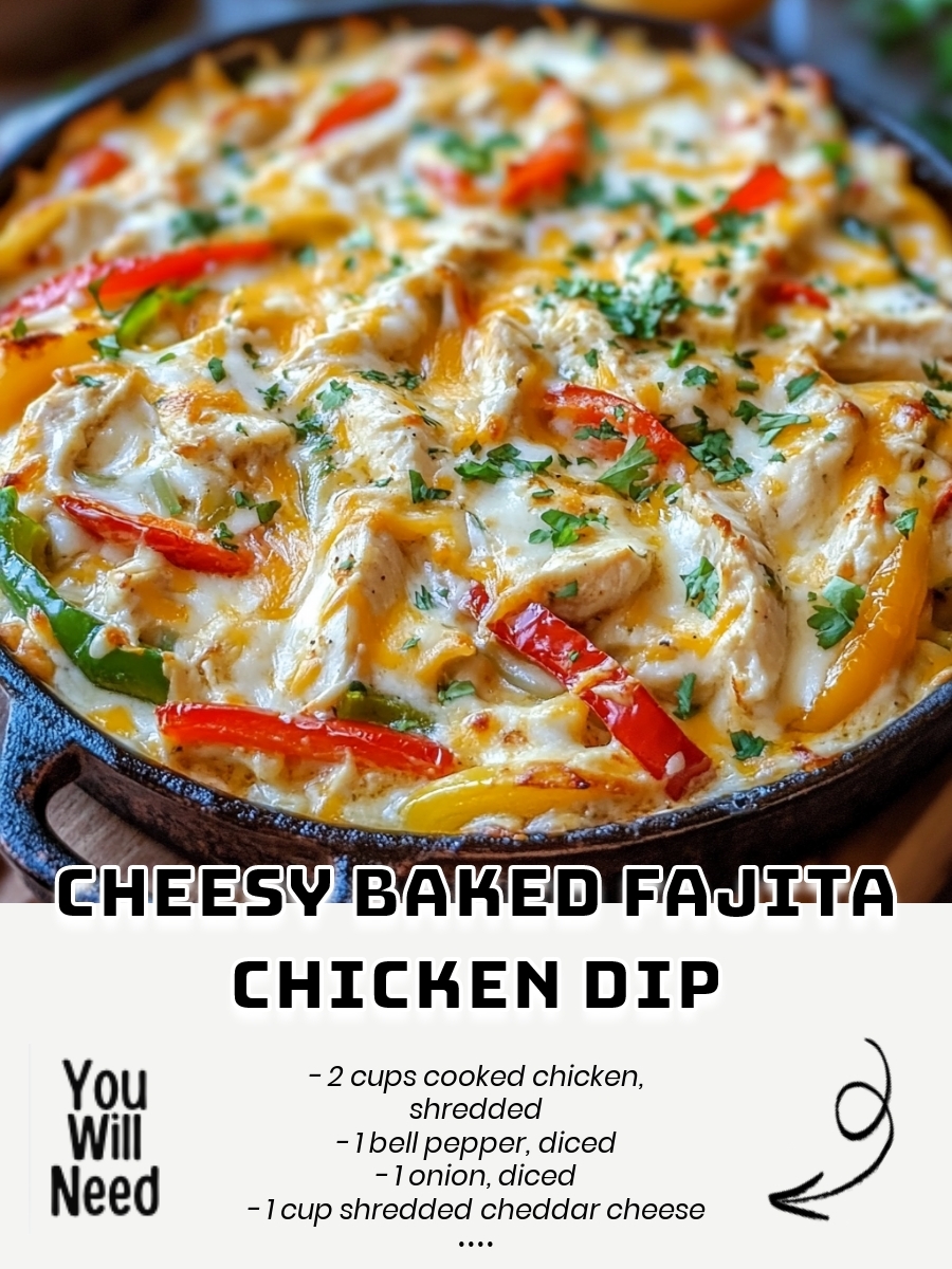 Cheesy Baked Fajita Chicken Dip