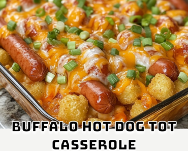 Buffalo Hot Dog Tot Casserole