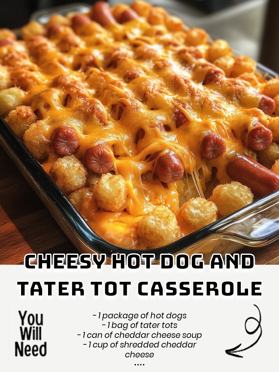 Cheesy Hot Dog and Tater Tot Casserole