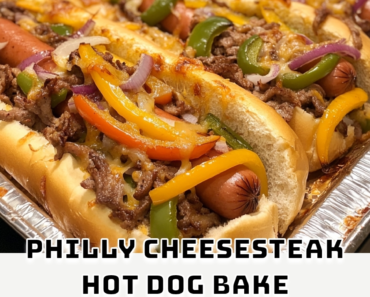 Philly Cheesesteak Hot Dog Bake