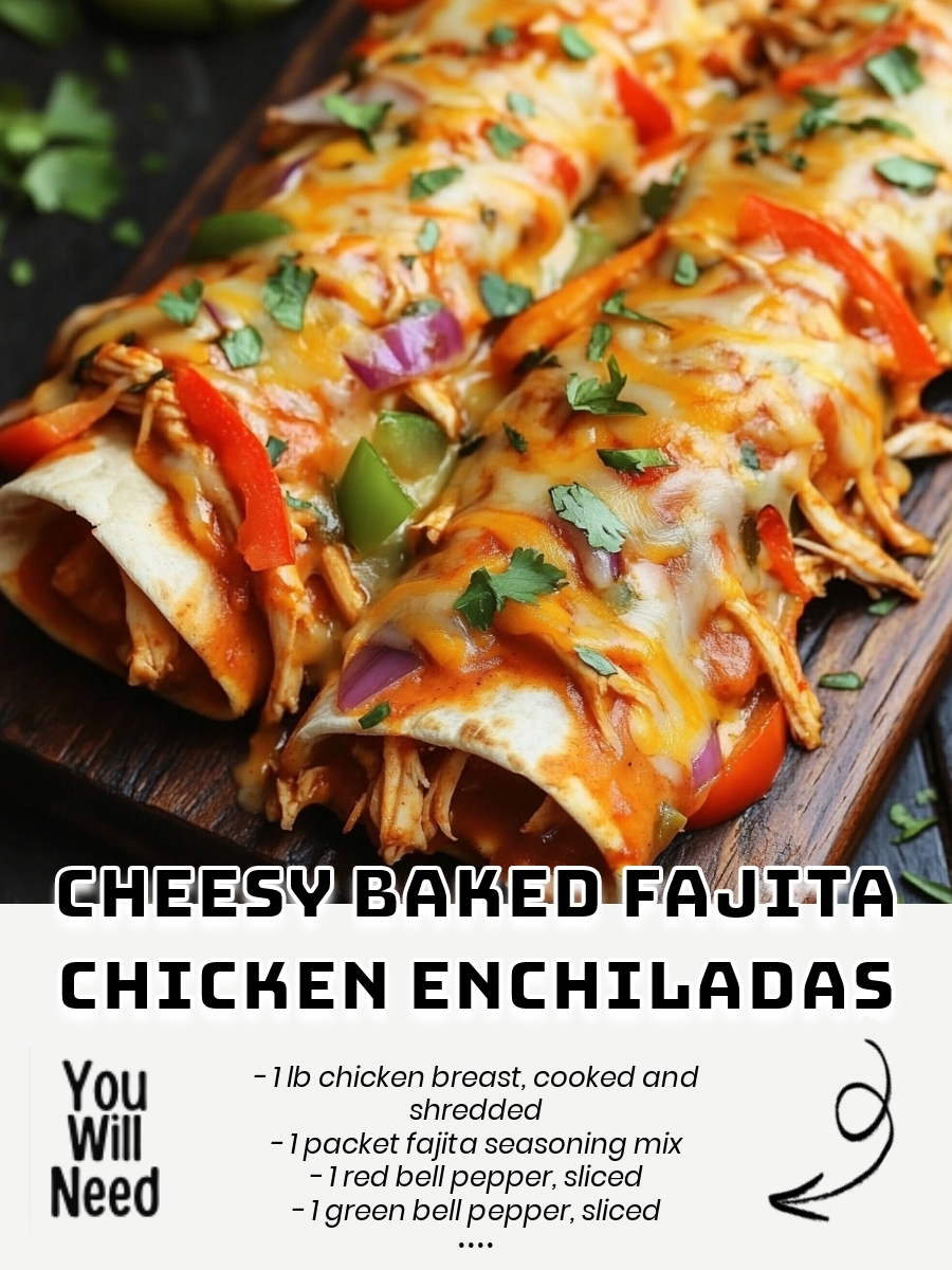 Cheesy Baked Fajita Chicken Enchiladas