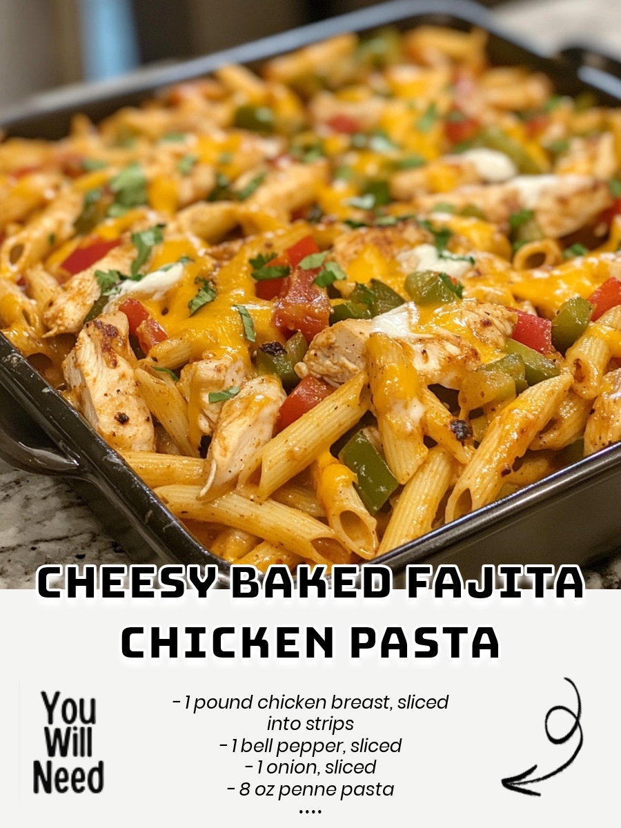 Cheesy Baked Fajita Chicken Pasta