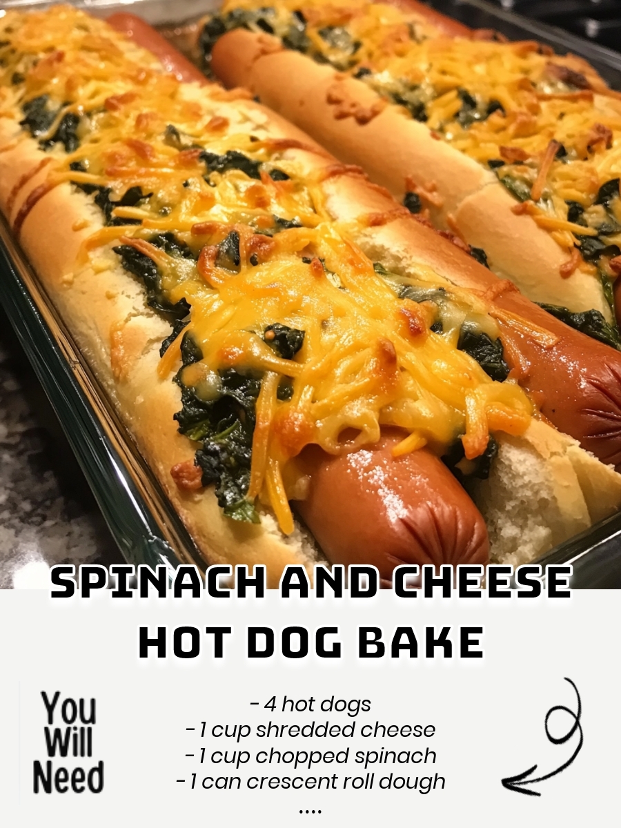 Spinach and Cheese Hot Dog Bake