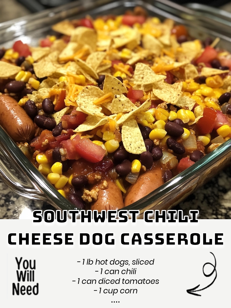 Southwest Chili Cheese Dog Casserole