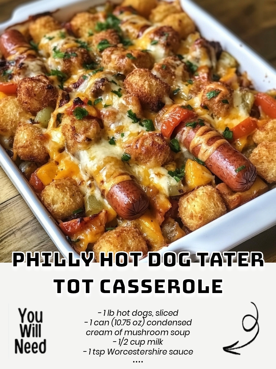 Philly Hot Dog Tater Tot Casserole