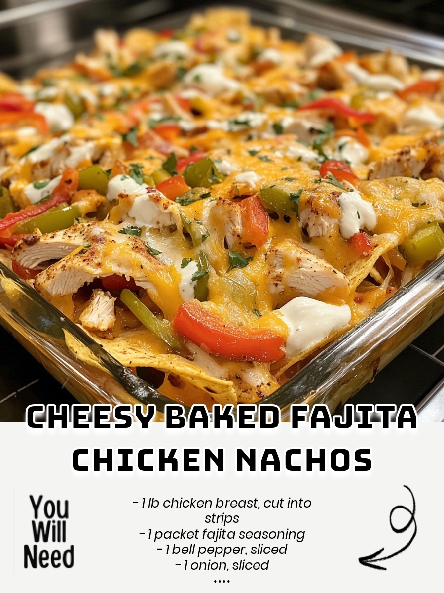 Cheesy Baked Fajita Chicken Nachos