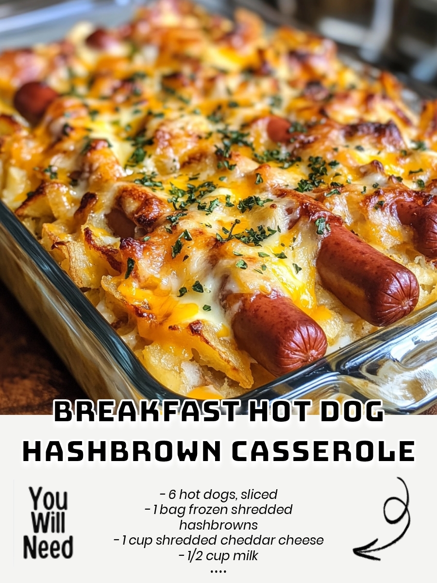 Breakfast Hot Dog Hashbrown Casserole