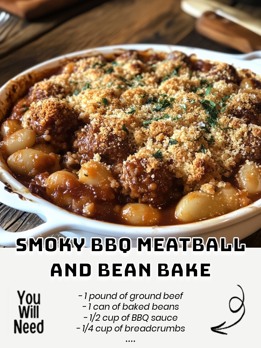 Smoky BBQ Meatball and Bean Bake