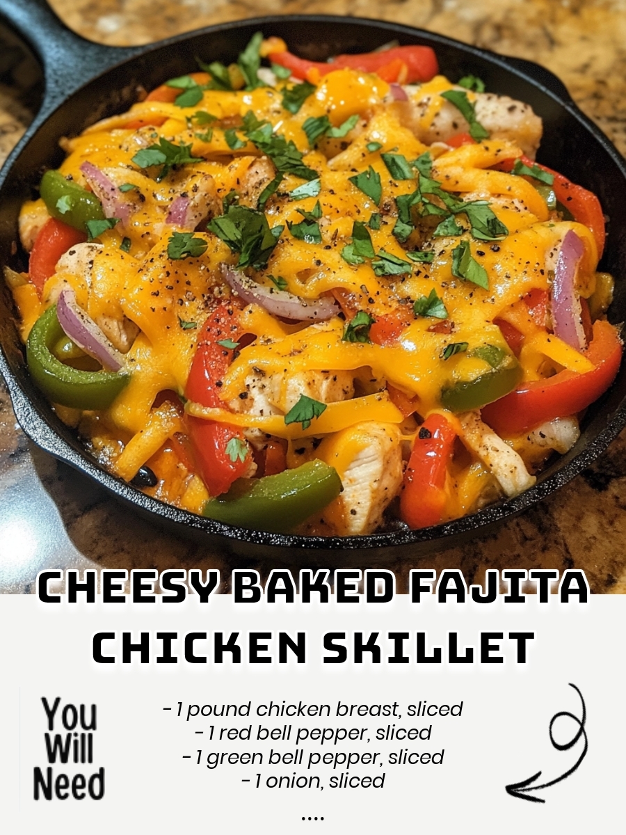 Cheesy Baked Fajita Chicken Skillet