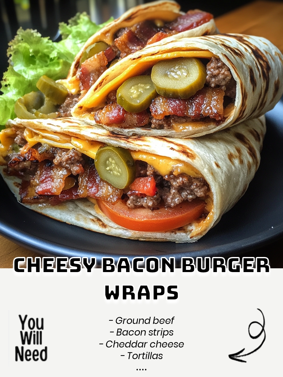 Cheesy Bacon Burger Wraps