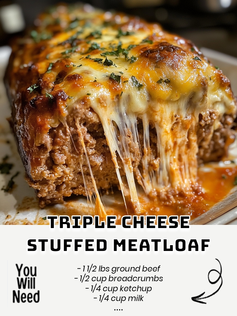 Triple Cheese Stuffed Meatloaf