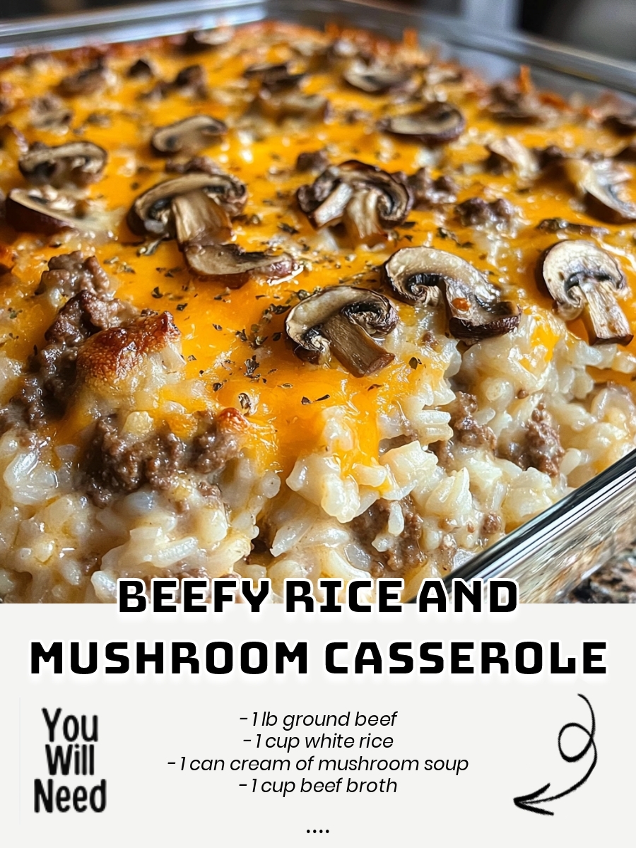 Beefy Rice and Mushroom Casserole