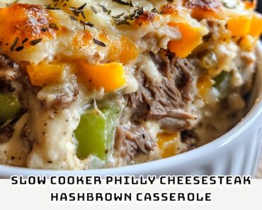 Slow Cooker Philly Cheesesteak Hashbrown Casserole