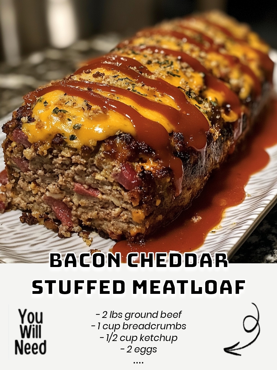 Bacon Cheddar Stuffed Meatloaf