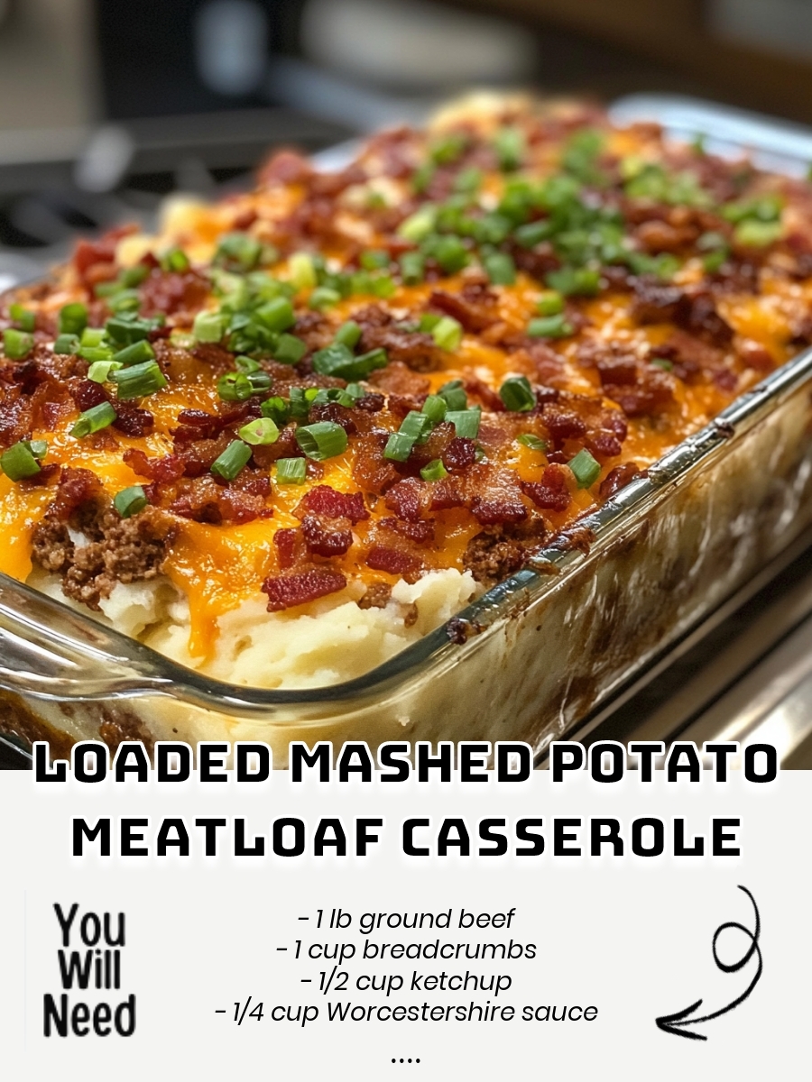 Loaded Mashed Potato Meatloaf Casserole