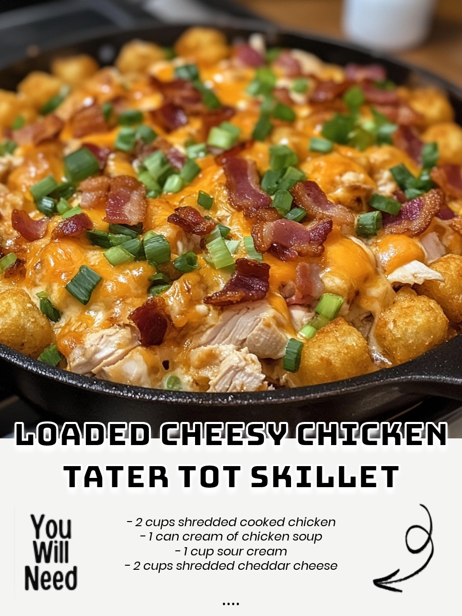 Loaded Cheesy Chicken Tater Tot Skillet