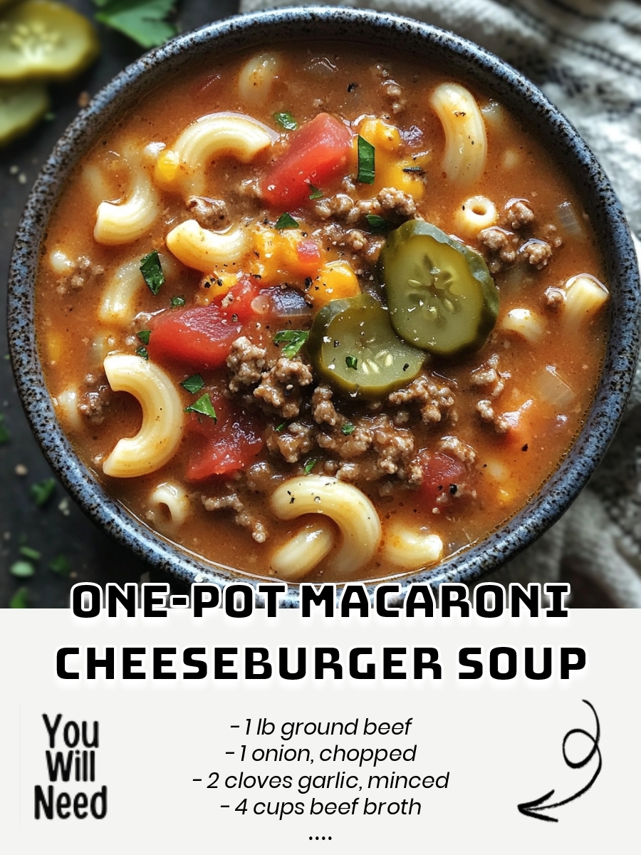 One-Pot Macaroni Cheeseburger Soup