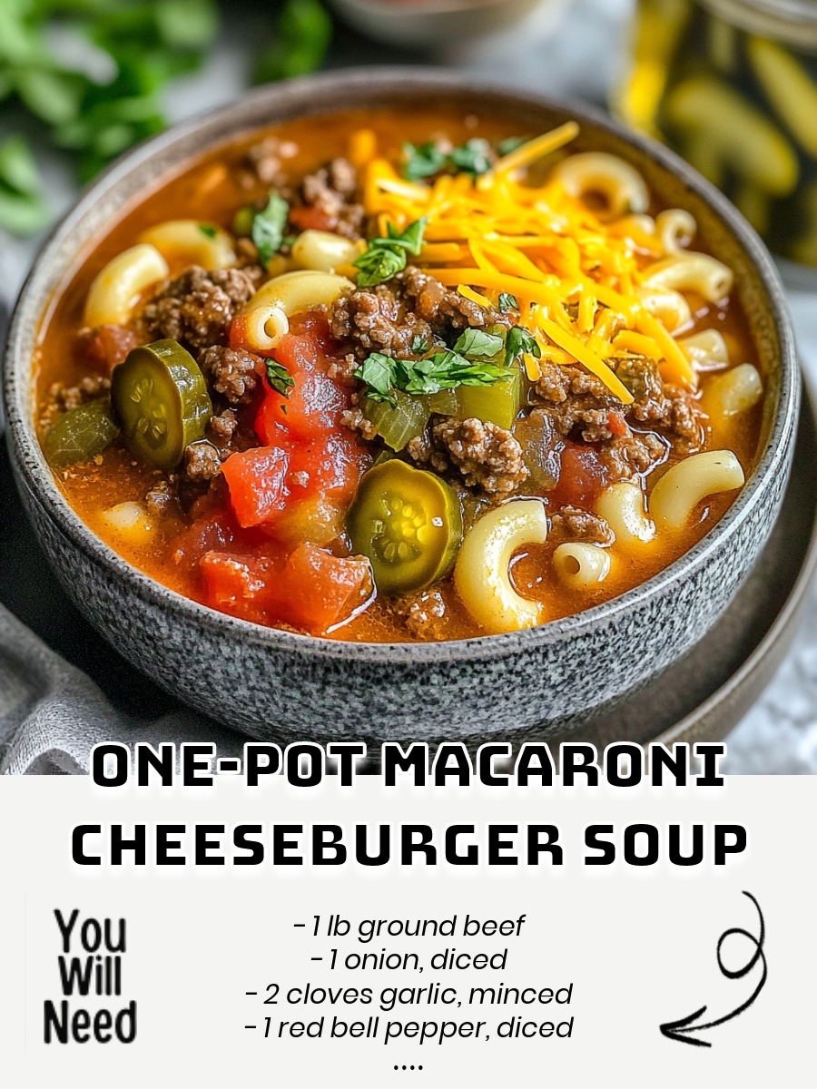 One-Pot Macaroni Cheeseburger Soup