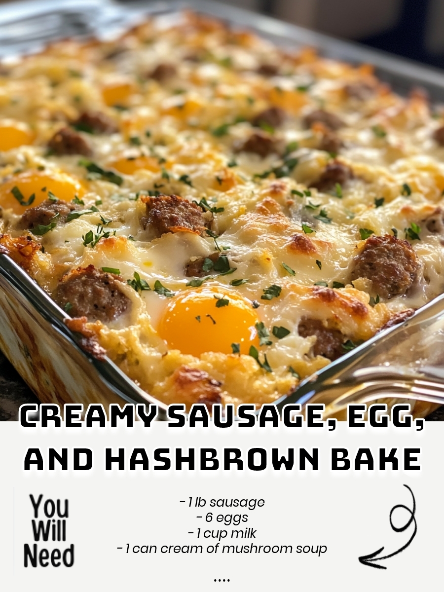 Creamy Sausage, Egg, and Hashbrown Bake