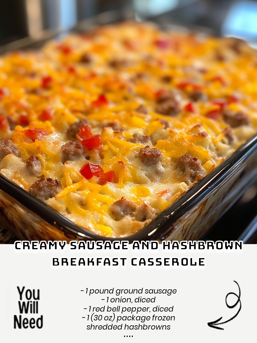 Creamy Sausage and Hashbrown Breakfast Casserole