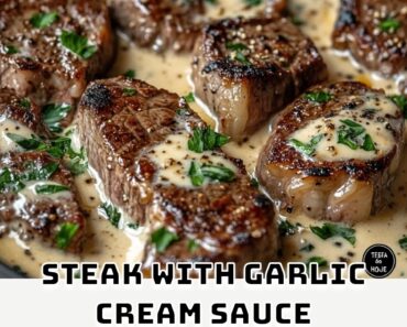 Steak with Garlic Cream Sauce