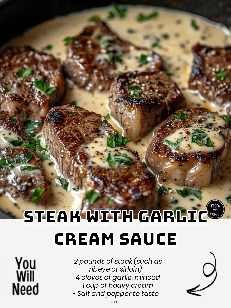 Steak with Garlic Cream Sauce