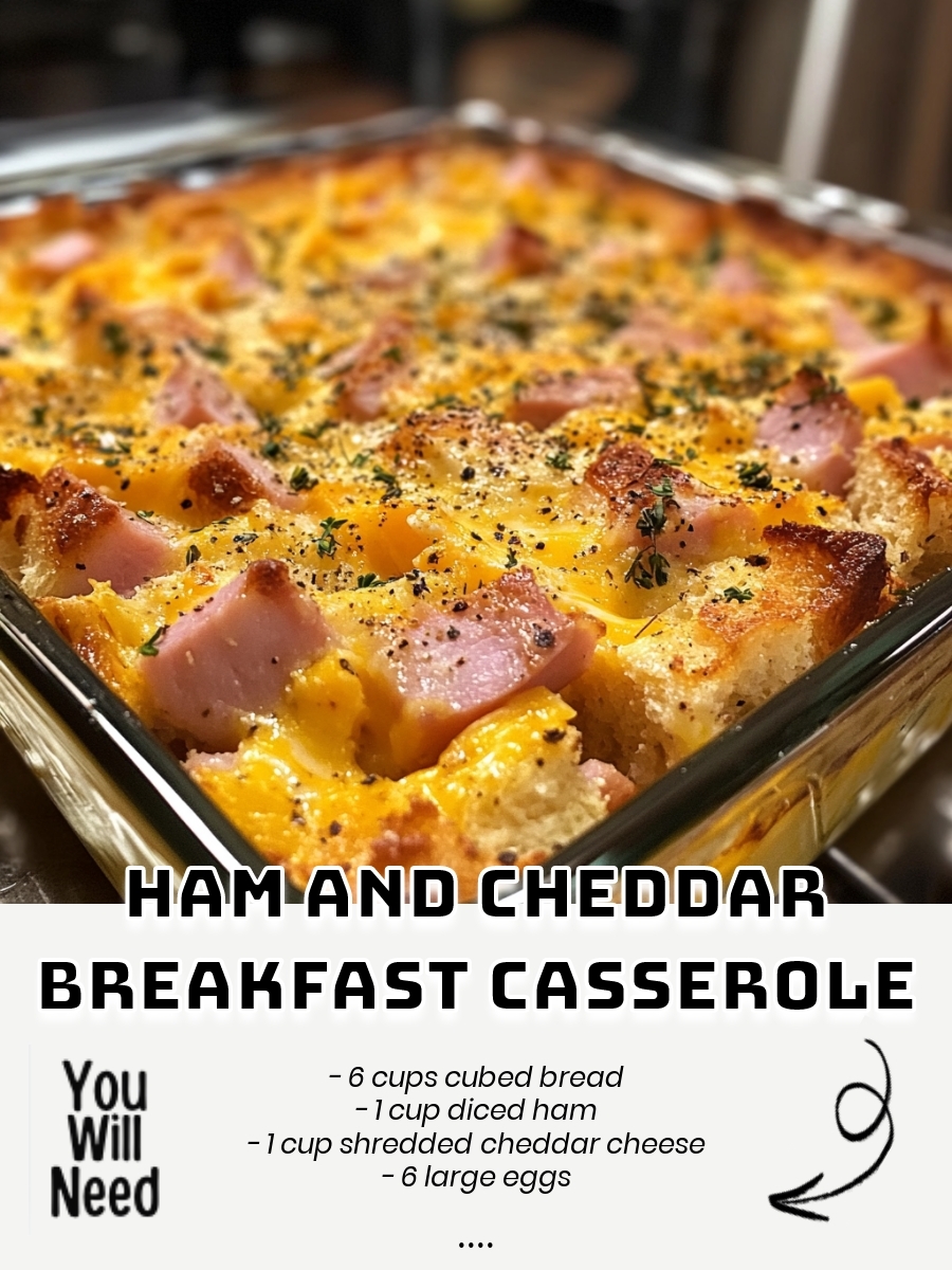 Ham and Cheddar Breakfast Casserole