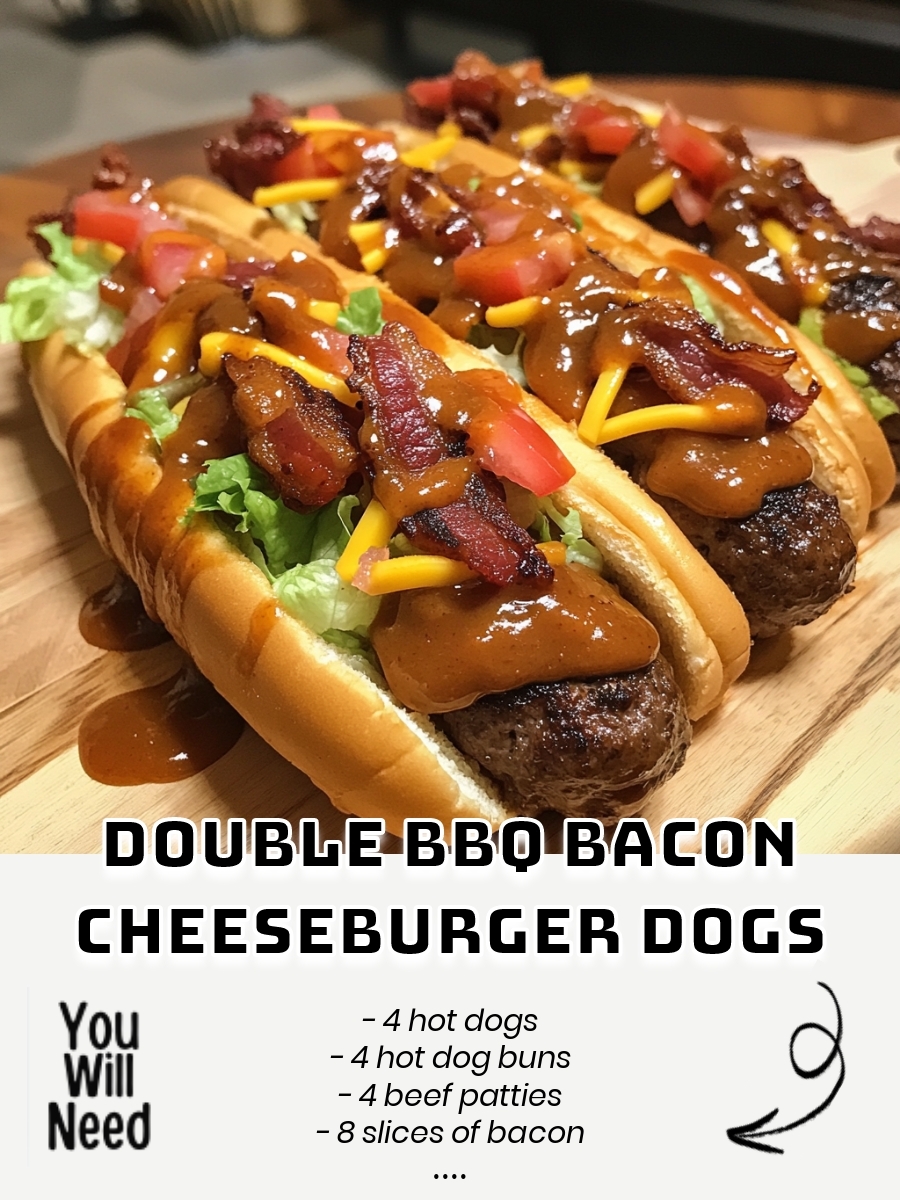 Double BBQ Bacon Cheeseburger Dogs