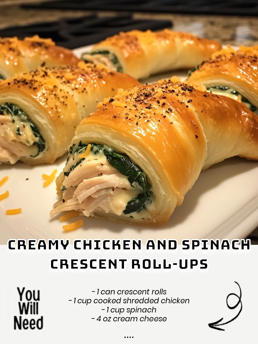 Creamy Chicken and Spinach Crescent Roll-Ups