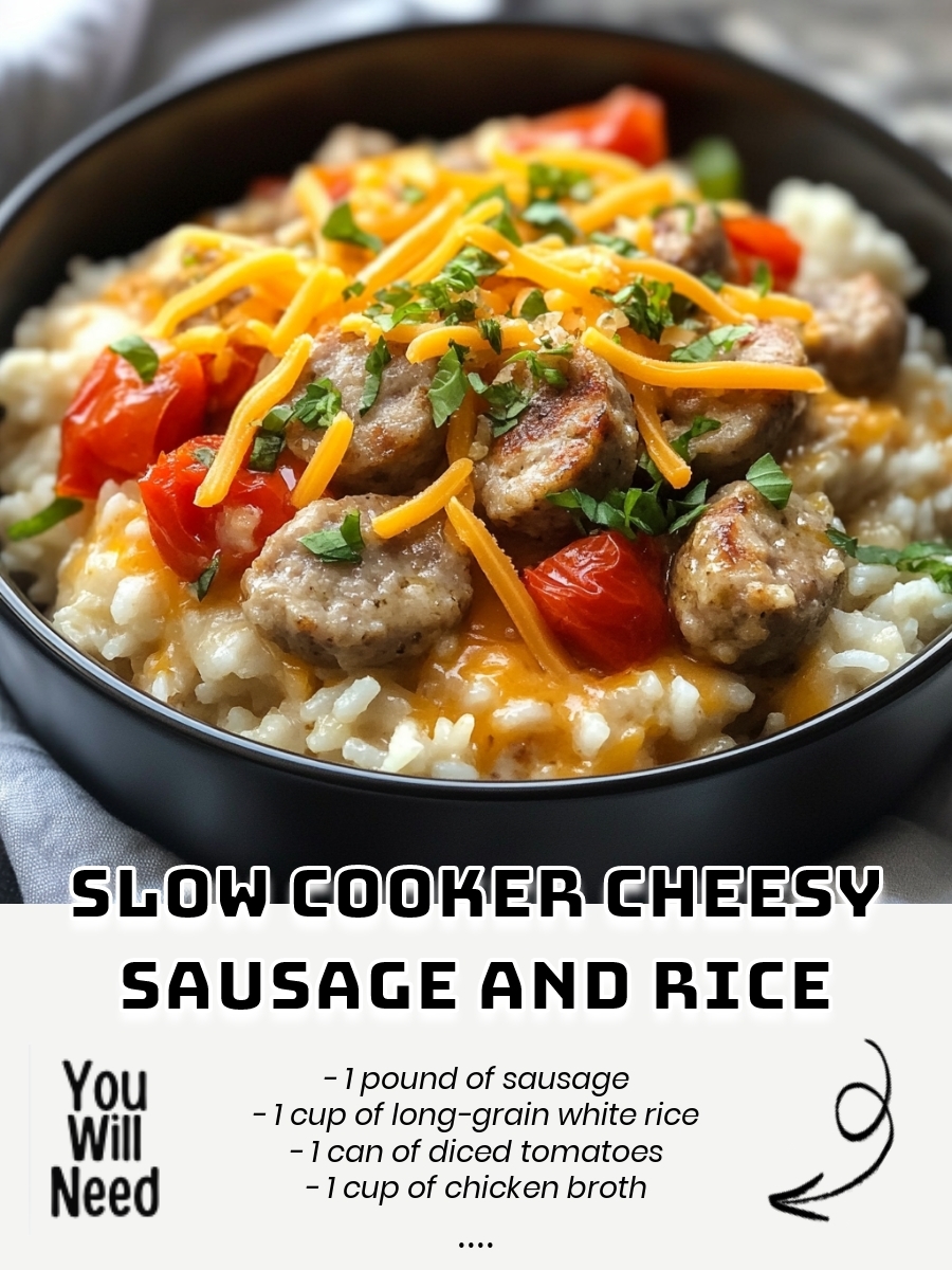 Slow Cooker Cheesy Sausage and Rice