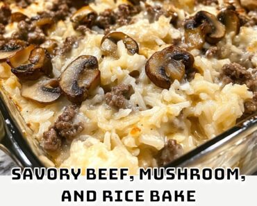 Savory Beef, Mushroom, and Rice Bake