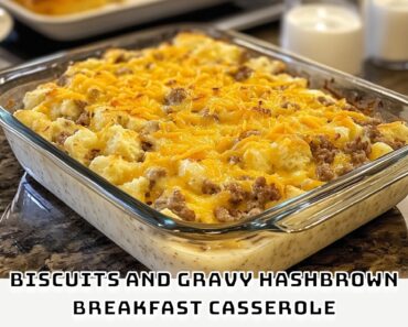 Biscuits and Gravy Hashbrown Breakfast Casserole