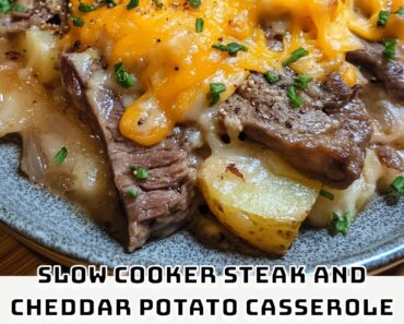 Slow Cooker Steak and Cheddar Potato Casserole