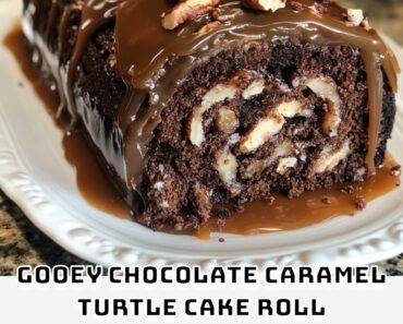 Gooey Chocolate Caramel Turtle Cake Roll