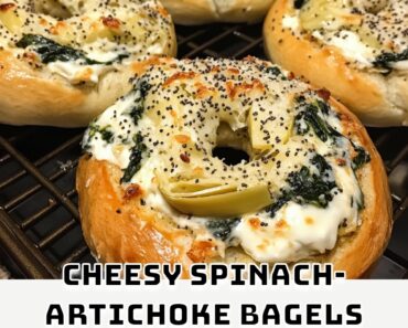 Cheesy Spinach-Artichoke Bagels