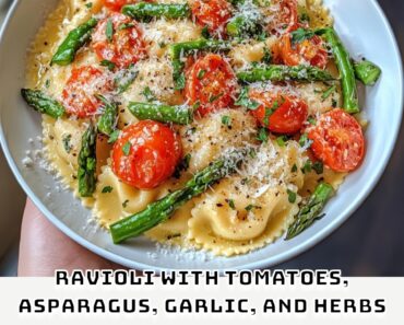 Ravioli with Tomatoes, Asparagus, Garlic, and Herbs